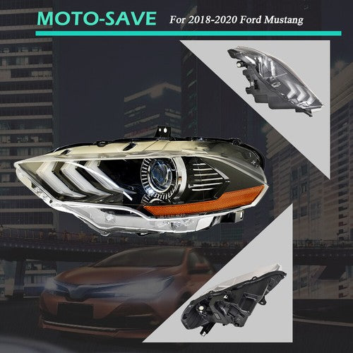 DURAFORCE Front Headlights LED DRL Clear Lamp Driver Left Side For Ford Mustang 2018-2020