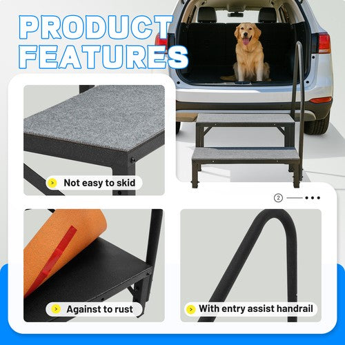2 Step Ladder RV Step 660 Lbs with Handrail for Trailer Travel Camper Home Stairs