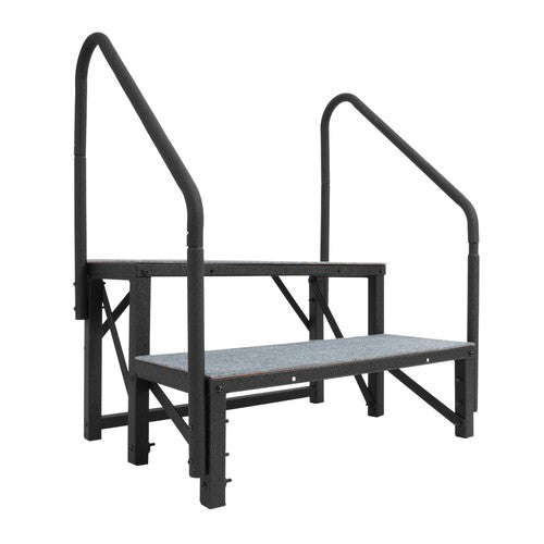 2 Step RV Steps With 2 Handrails And Step Mat 660 Lbs Load Capacity For Trailers
