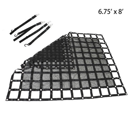 DURAFORCE Heavy Duty Cargo Net For Pickup Trucks W/ Cam Buckles & S-Hooks 6.75' x 8' FT