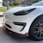 DURAFORCE Front Bumper Body Kit Lip Spliiter For 2017-2023 Tesla Model 3 Carbon Style 3Pcs
