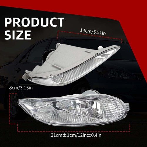 DURAFORCE Clear Fog Light for Toyota Corolla 2005-2008 for Toyota Camry 2002 2003 2004