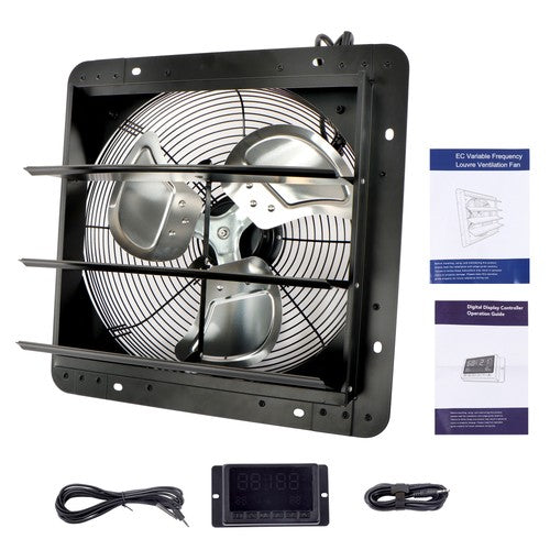 DURAFORCE Black Shutter Exhaust Fan 14 Inch High Speed 1550CFM Wall Mounted W/ 1.7M Power