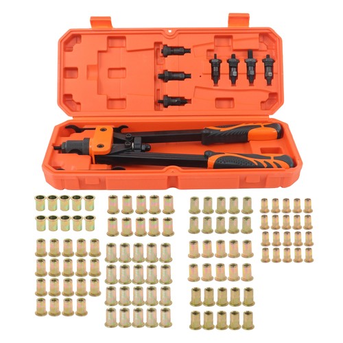 DURAFORCE 14" Rivet Nut Tool Kit Metric & Inch Mandrels 70pcs Rivnuts Nuts & 7 mandrels
