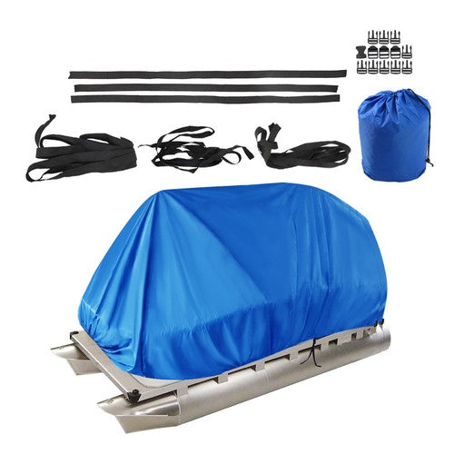 DURAFORCE Blue 21-24Ft Waterproof Heavy Duty Boat Cover Trailerable Pontoon Dust Resistant
