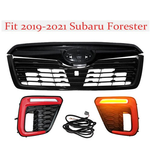 DURAFORCE Fit 2019 2020 2021 Subaru Forester LED Fog Light + Front Bumper Upper Grille