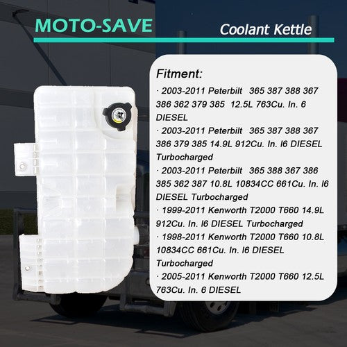 DURAFORCE Fit For 08-11 Peterbilt 365 Coolant Reservoir Tank W/Cap & Sensor AM-2804282367