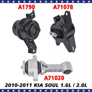 DURAFORCE 3x Motor & Transmission Mount Kit for Kia Soul 1.6L 2.0L 2010-2011 AUTO A7190
