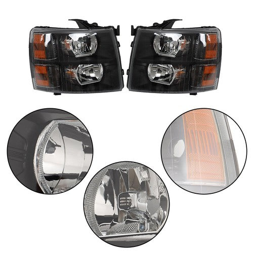 DURAFORCE Headlights For Chevy Silverado 2007-2013 2014 Headlamps Halogen Left&Right Side