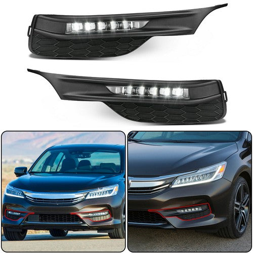 DURAFORCE For 2016 2017 Honda Accord Sedan 4Dr LED Fog Lights Bumper Lamps+Wiring+Switch