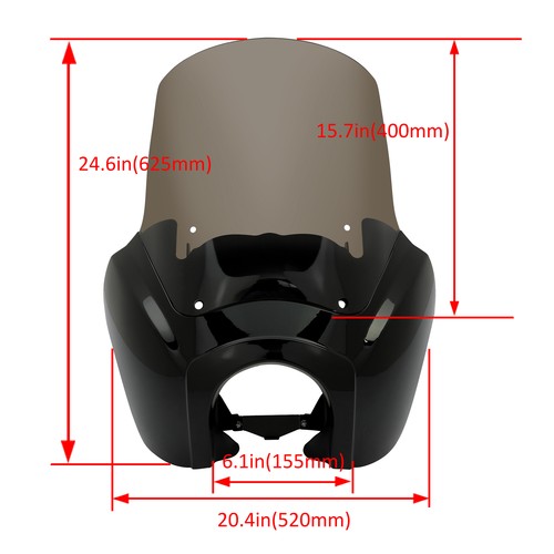 DURAFORCE Front Headlight Fairing 15'' Windshield For Harley Dyna Wide Super Glide T-Sport