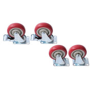 DURAFORCE 4 pcs 4-inch universal casters red (2 with brakes and 2 without brakes)