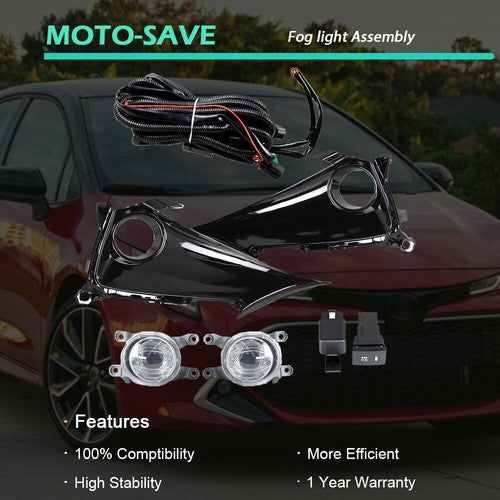 DURAFORCE LH+RH Daytime Running Lights w/Wiring Switch For 19-21 Toyota Corolla Hatchback