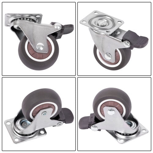DURAFORCE 4 Piece 2 Inch Caster Wheels 360° Swivel Wheels (2 with Brake & 2 without brake)