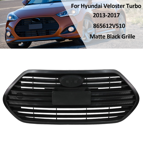DURAFORCE For 2013-2017 Hyundai Veloster Turbo Front Upper Grille Matte Black 865612V510