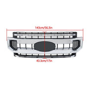 DURAFORCE Front Upper Grille Grill Suit For Ford F250 XL/XLT 2020 2021 2022 Chrome Plastic