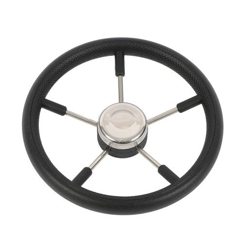 DURAFORCE New Stainless Steel Yach Steering Wheel with PU Foam 5 Spoke 13-7/8 Inch?Black?