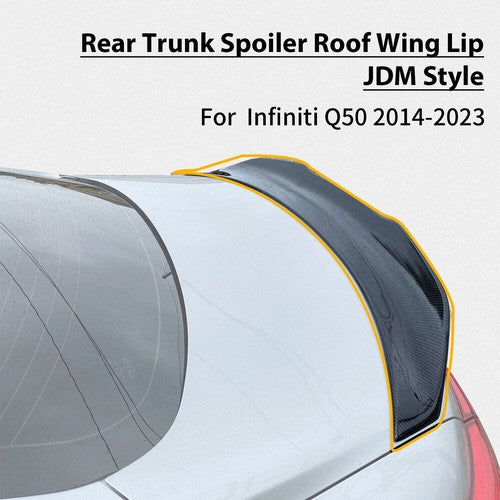 Rear Trunk Spoiler For 2014 2024 Infiniti Q50 Carbon Fiber Painted PSM Style