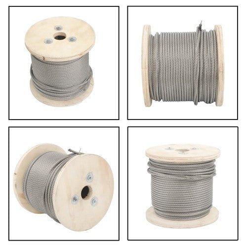 DURAFORCE T304 3/16 Inch Stainless Steel Cable 7x19 Strands 250FT 3700 lbs Steel Wire Rope