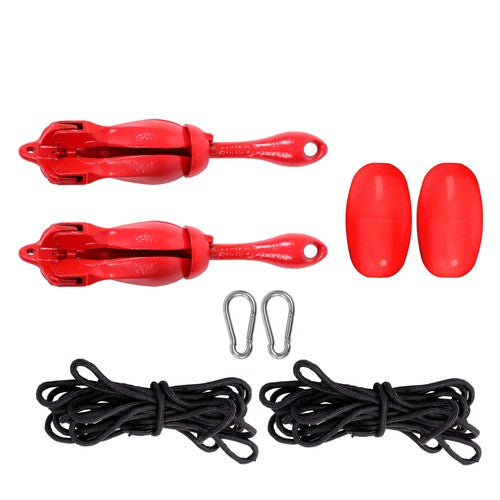 DURAFORCE 2 Pack Marine Kayak Folding Anchor Kit 3.3Lb W/26.2Ft Rope For PWC Canoe Jet Ski