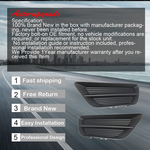 DURAFORCE Front Bumper LH&RH Side Fog Light Covers For Honda Accord 13-15 71102T2AA00