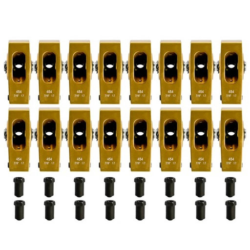 DURAFORCE 1.7 Ratio 7/16" Stud Gold Roller Rocker Arms Kit For Chevy BBC 396 402 427 454