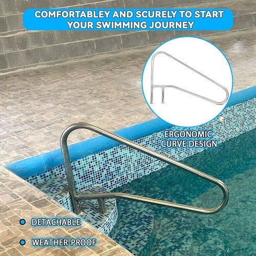 DURAFORCE Cross Braced Deck In-Ground Swimming Pool Stainless Steel Ladder Step Handrail