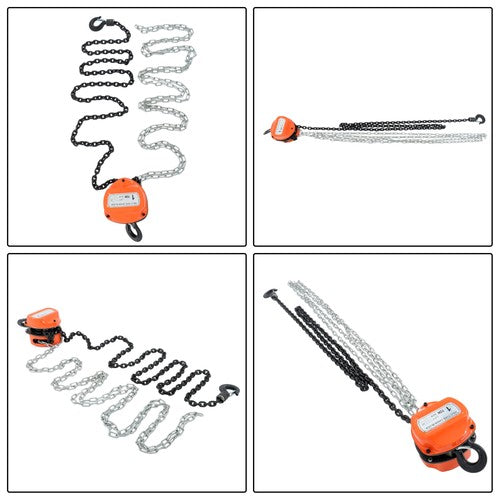 DURAFORCE Manual Chain Hoist | 1 Ton / 2200 lbs Capacity | 2 Hooks Red | 10ft / 3m Lift