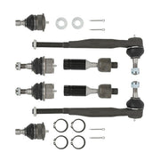 DURAFORCE 8× Inner&Outer Tie Rods Upper Lower Ball Joints For Chevrolet GMC 2002-07 V8/L6