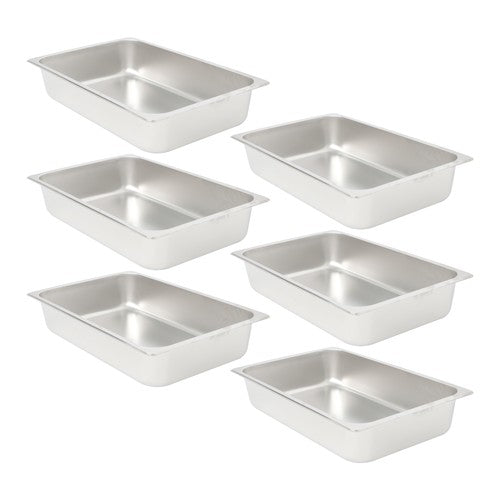 DURAFORCE 4 Inch Deep Restaurant Steam Table Pans 6 Pack Full Size Without Lid