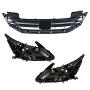 DURAFORCE Headlights W/LED DRL Halogen& Bumper Grille For 13-15 Honda Accord Chrome Pair