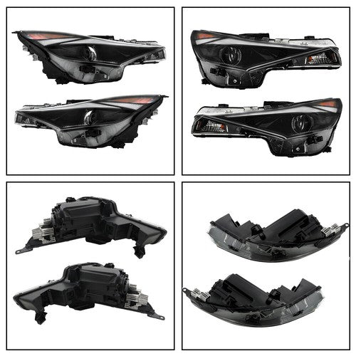 DURAFORCE Headlights Replacement For Hyundai Elantra 2021-2022 LH+RH Clear Black Halogen