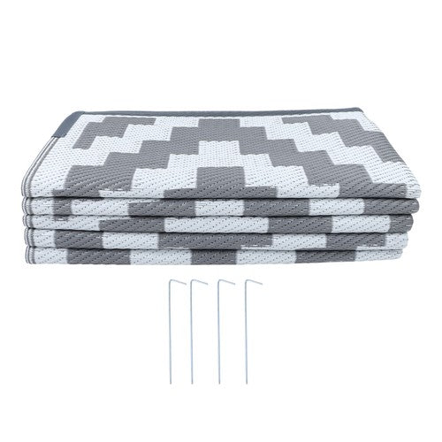 DURAFORCE 8x10 ft RV Mat Outdoor Plastic Straw Rug Carpet Waterproof Gray & White