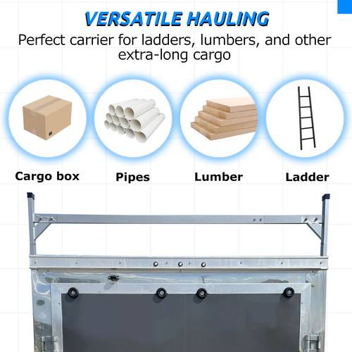 Cargo Adjustable Roof Mount Ladder Rack 4-8.5 Feet for Enclosed Opened Trailer