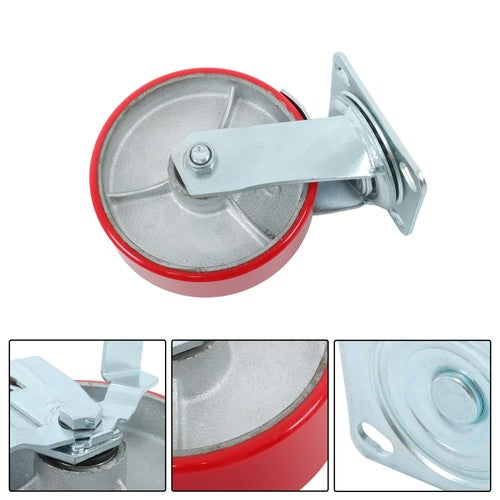 DURAFORCE 1 Pack 6" Casters Heavy Duty Industrial Caster Wheels Polyurethane Swivel Caster