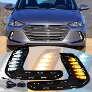 DURAFORCE For 2016-2018 Hyundai Elantra LED DRL Turn Signal Night Driving Fog Lights Pair