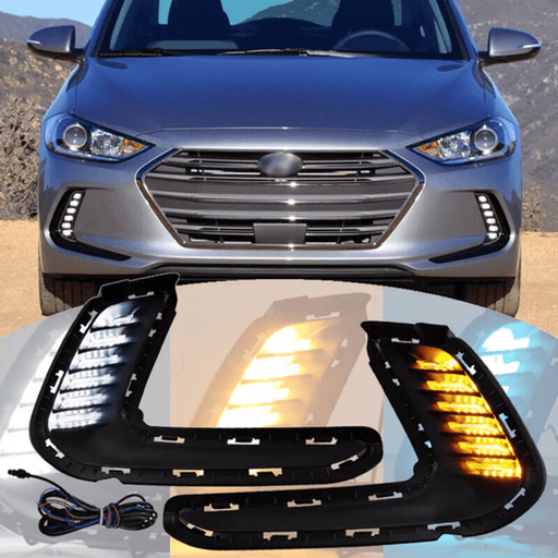 DURAFORCE For 2016-2018 Hyundai Elantra LED DRL Turn Signal Night Driving Fog Lights Pair