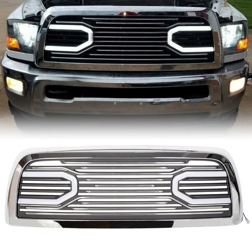 DURAFORCE Chrome Grille Replacement Shell and Lights for 2010 2018 Dodge Ram 2500 3500 Big Horn