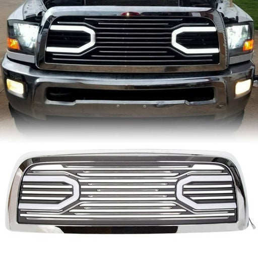 DURAFORCE Chrome Grille Replacement Shell and Lights for 2010 2018 Dodge Ram 2500 3500 Big Horn