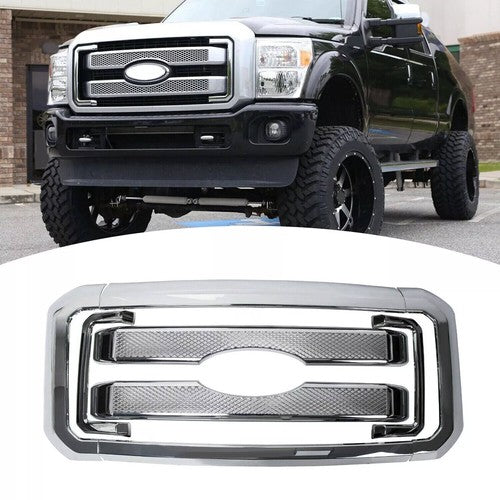 DURAFORCE Front Mesh Chrome Grille Grill Covers For 2011-2016 Ford F250 F350 Super Duty