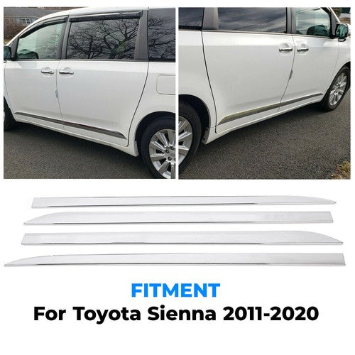 4 Pcs Outside Door Body Side ABS Molding Chrome Trim for Toyota Sienna 2011 2020