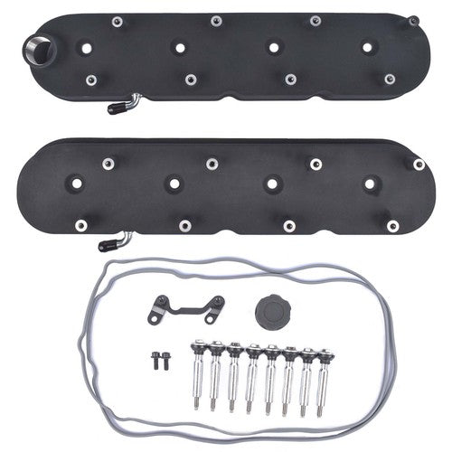 DURAFORCE GM LS Black Cast Aluminum Valve Covers w/Coil Mounts For LS1 LS2 LS3 5.3 6.0 6.2