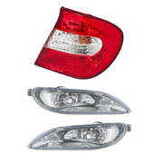 DURAFORCE Red Tail Light Right+Pair Fog Lights Chrome Housing For Toyota Camry 2002-2004