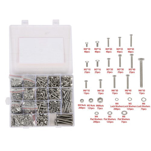 DURAFORCE 1600PCS of M6 M4 M5 Heavy Duty Nuts Flat and Bolts & Lock Washers Assortment Kit
