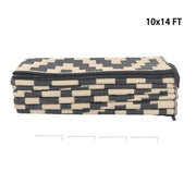 DURAFORCE 10x14 ft Waterproof Outdoor Rug Outdoor Plastic Straw Rug Carpet Black & Beige