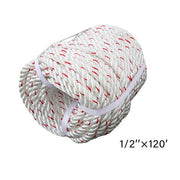 DURAFORCE 1/2 'X 120'High Strength Braided Rope Breaking Strength 1160 Pounds White Red