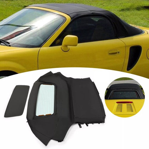 DURAFORCE Fit Toyota Mr2 Spyder 00-07 Convertible Sailcloth Soft Top & Heated Glass Black