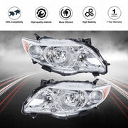 DURAFORCE Pair Set For Toyota Corolla 2009-2010 Headlight Replacement Halogen Clear L+R