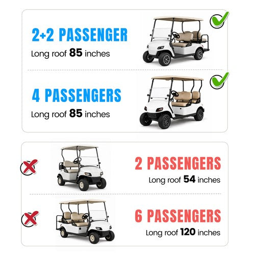 85 Inch Golf Cart Roof Top Tubular Canopy For EZGO TXT 4 Seat Sun Top Club Car