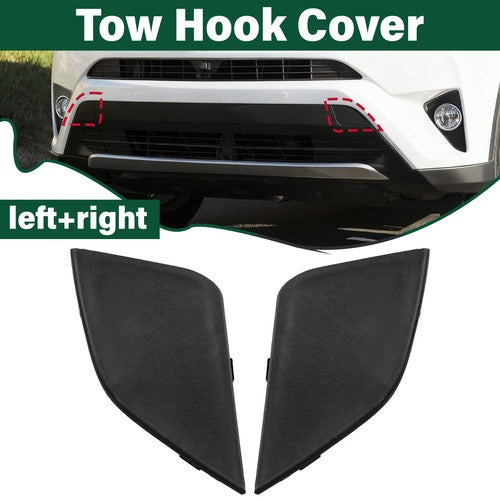 DURAFORCE Pair Front Bumper Tow Hook Eye Cover Cap For Toyota RAV4 2016-2018 Left Right